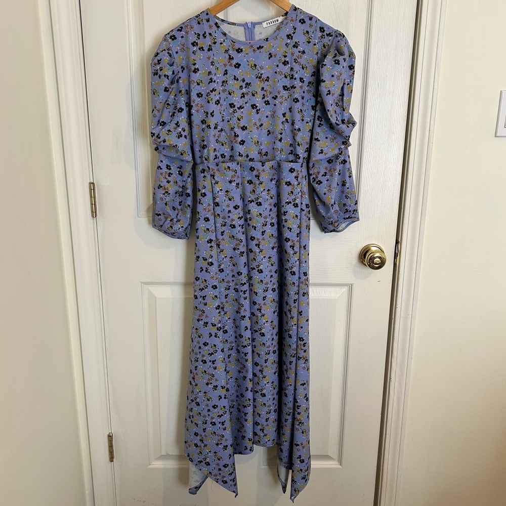 FARROW Floral Modest Cottagecore Prairie Puff Sleeve Midi Dress | Size L